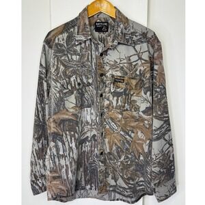 Vintage Rattlers Brand Camo Button‎ Front Shirt Mens XL Realtree Brown
